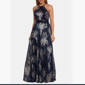Betsy & Adam Metallic Sleeveless Gown - size 8